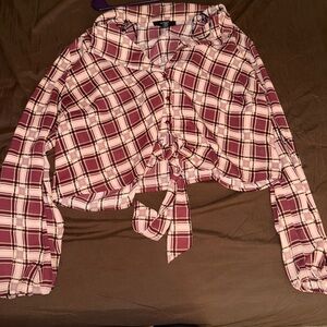 Forever 21 Plaid Crop Top in Pink and White